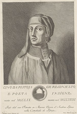 Portret_van_Cino_da_Pistoia_Portretten_van_beroemde_Italianen_met_wapenschild_in_ondermarge_serietitel_RP-P-1909-4625